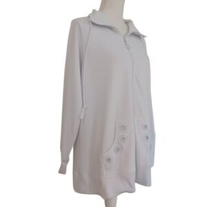 High Fifth Woman Plus Size White Zipper Sweater Winter Top in size 2X